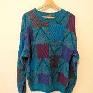 Colours By Alexander Julian Multicolor Geometric Crewneck Sweater